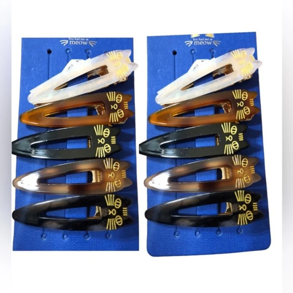 10piece cat themed “you had me at meow” assorted hair clips new